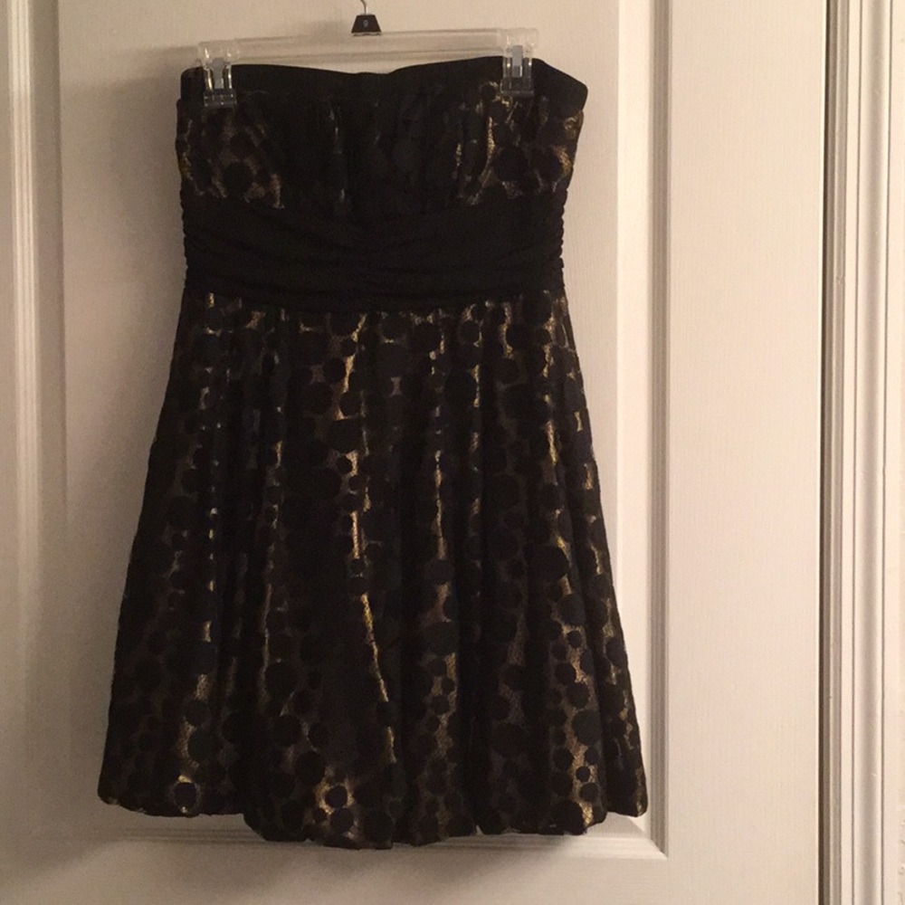 Black & Gold Polkadot Prom Dress